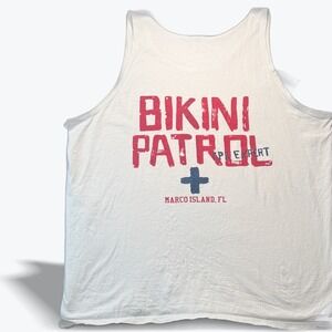 Vintage Bikini Patrol Tank Top Men XL Marco Island FL Graphic Anvil Tag Late 90s